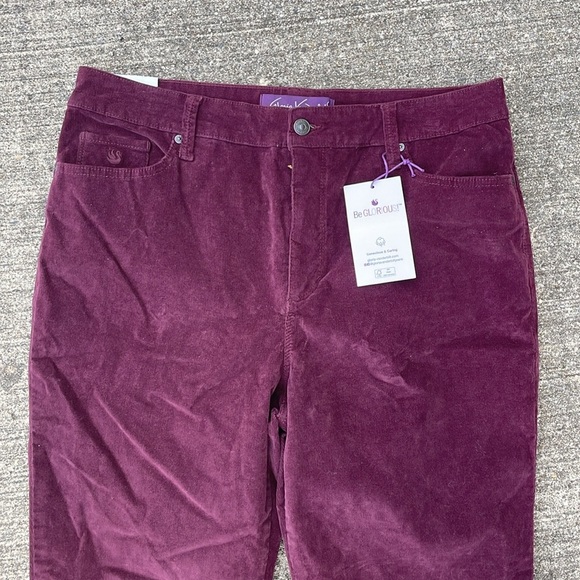 Gloria Vanderbilt Amanda Purple Corduroy Pants Plum 14 Short NWT - Picture 2 of 7